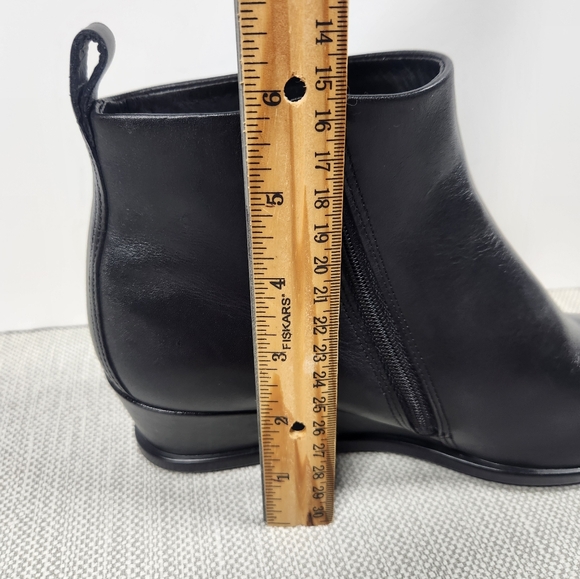 Ecco shape 45 size 38 black wedge boot  ankle inner zipper leather Danish design - Picture 11 of 13